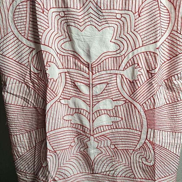 NWat Sakkas Women’s White Cap Sleeve Blouse Top Red Embroidery Design - Size L - Picture 3 of 8